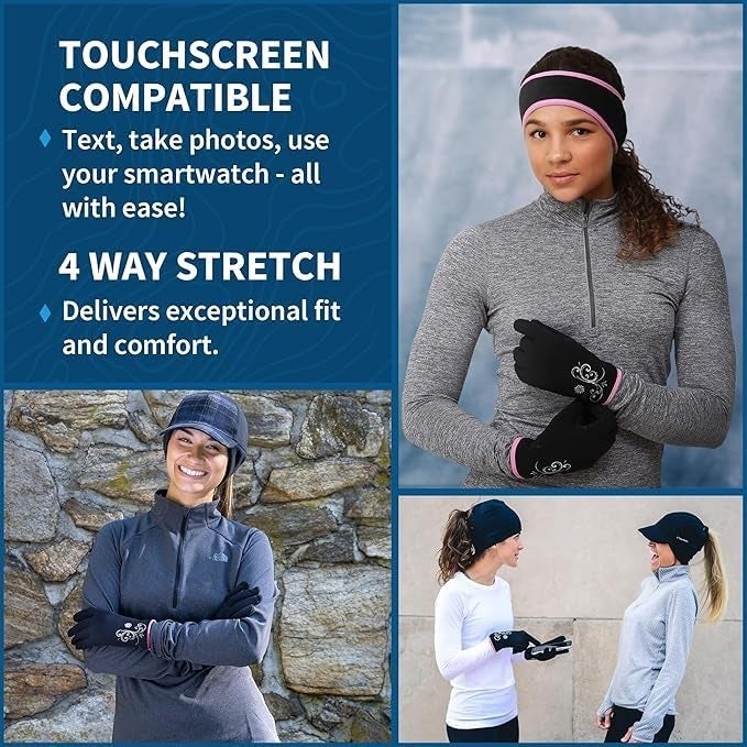 TrailHeads Womenâ€™s Running Gloves | Touchscreen Gloves | Power Winter Running Accessories - black/fast pink (small) - Image 5